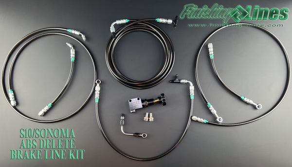 1ST GEN S10/SONOMA Brake Line Kit with Adjustable Proportioning Valve - Stock Master Cylinders with One 1/2"-20 Port & One 9/16"-18 Port - FOR REAR DISC BRAKE SETUPS