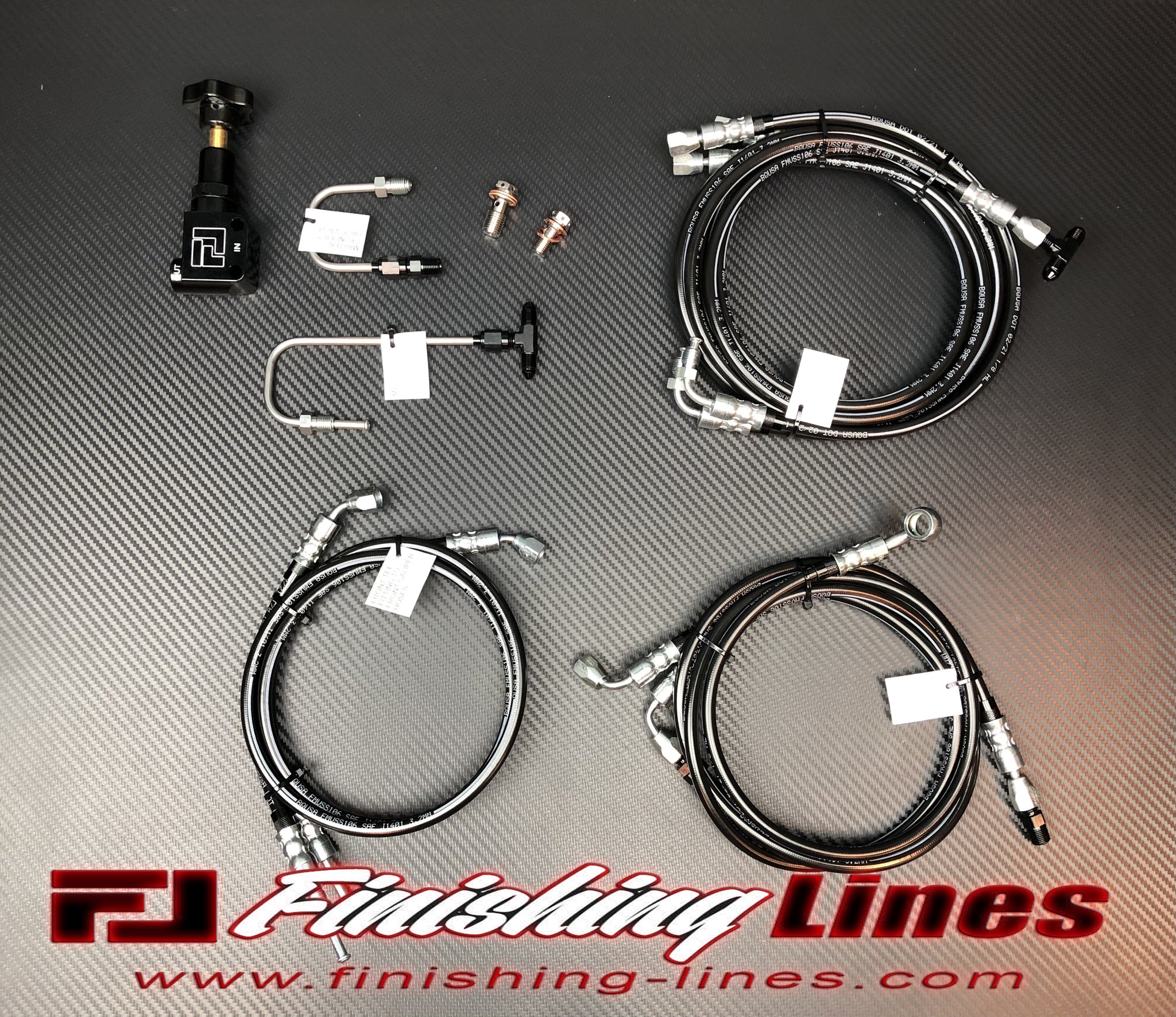 EVO 8/9 Inline Staging Brake Line Kit for ABS Style Master Cylinder (CNC412 HAND BRAKE STYLE)