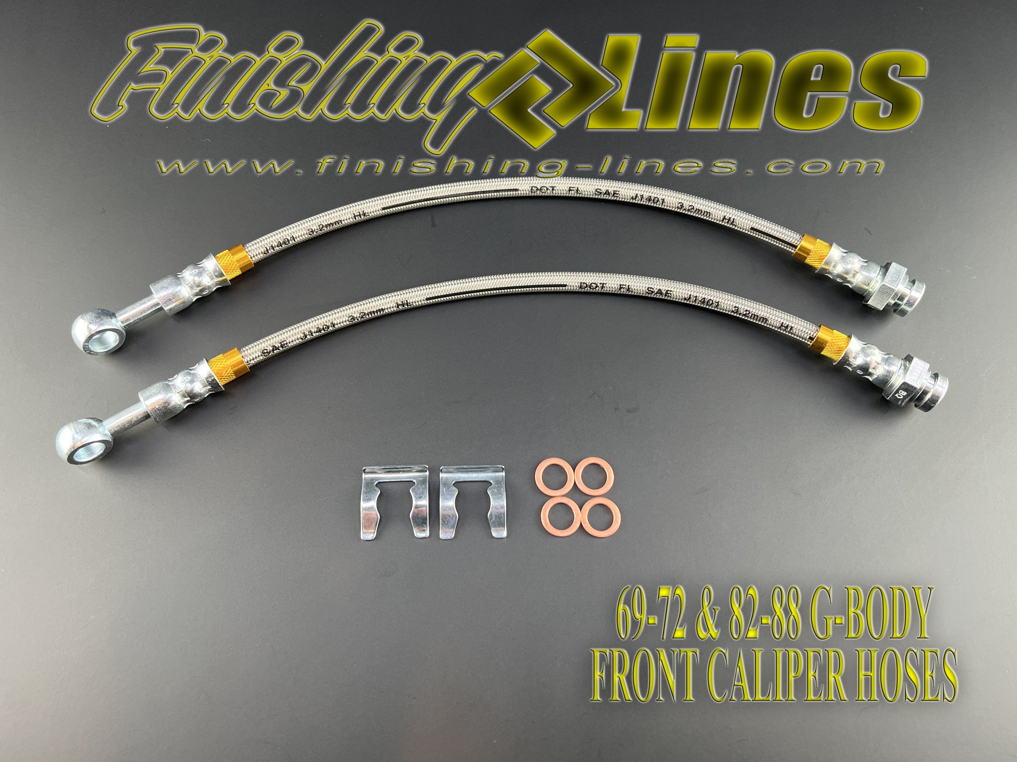 G-Body Front Caliper Hose Pair - Extended Length – Finishing Lines