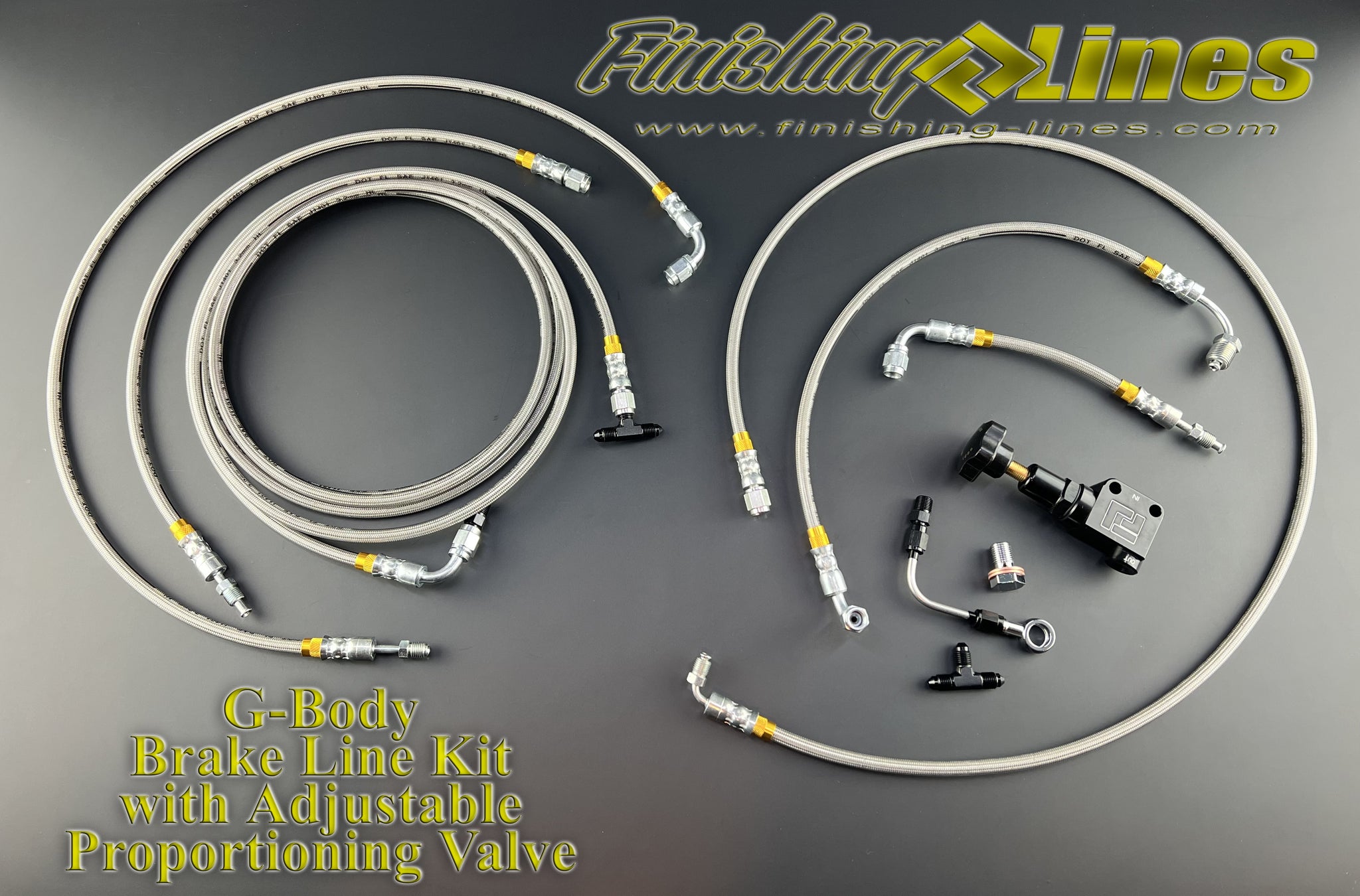 G-Body Brake Line Kit With Adjustable Proportioning Valve - For Rear Drum Brake Setups