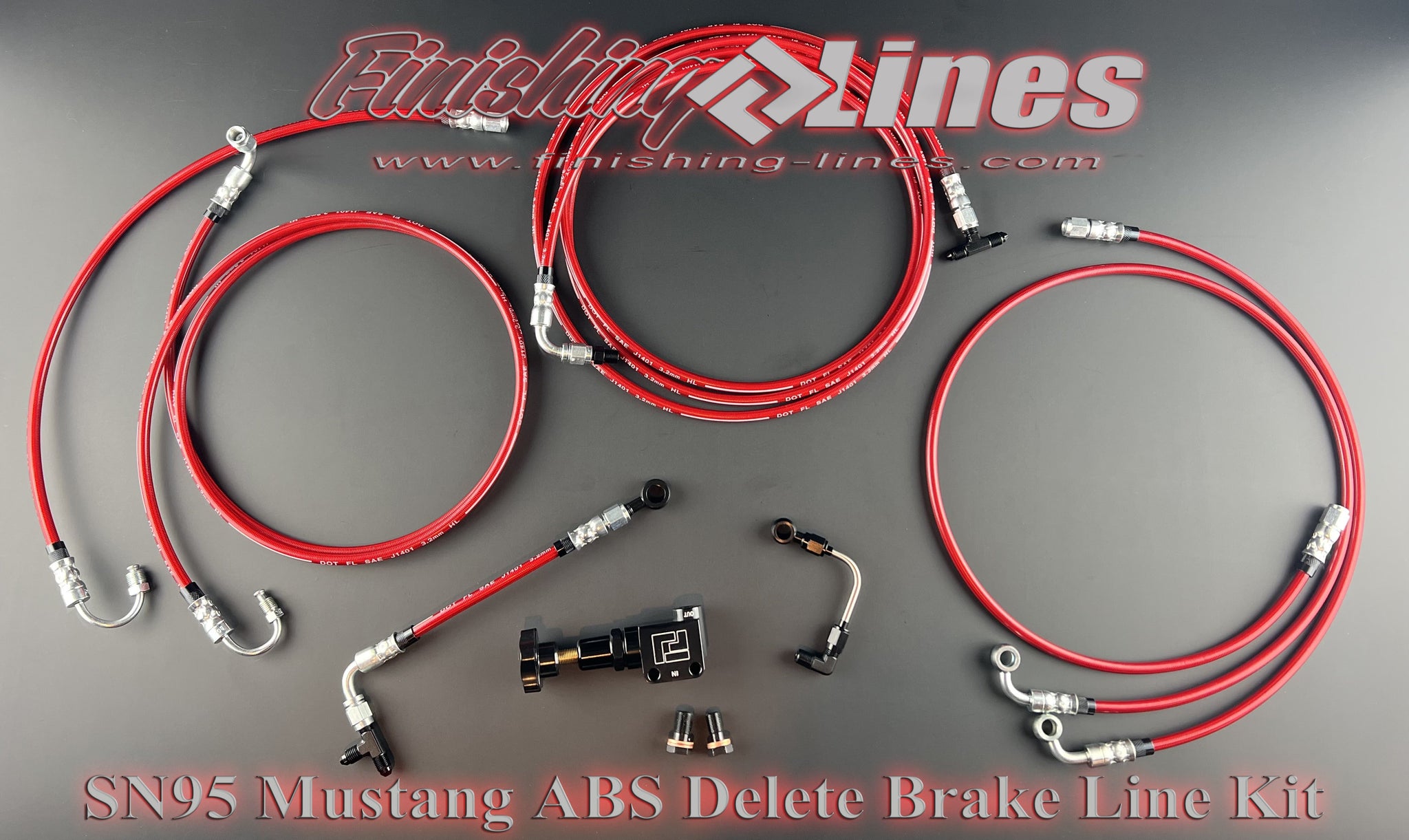 SN95 Mustang ABS Delete Brake Line Kit - One M10 Port & One M12 Port Master Cylinders